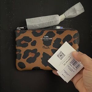 Coach Brown and Black Animal Print Wristlet